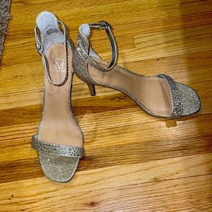 Brand new without box Material Girl gold glitter stiletto Sandals size 11